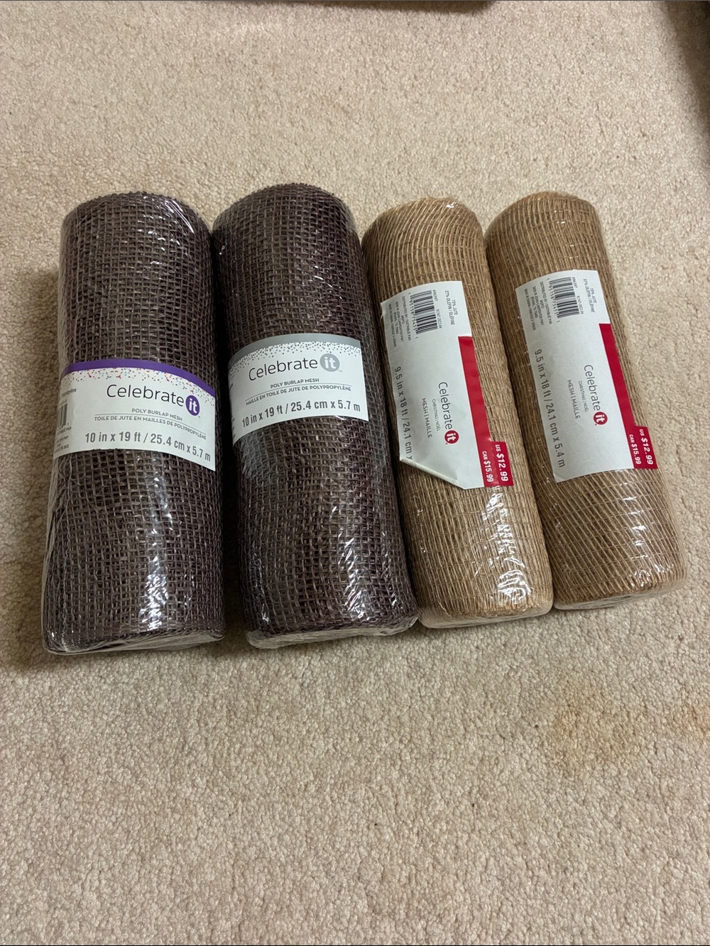 Celebrate It Decorative Mesh Rolls in Dark Brown and Tan